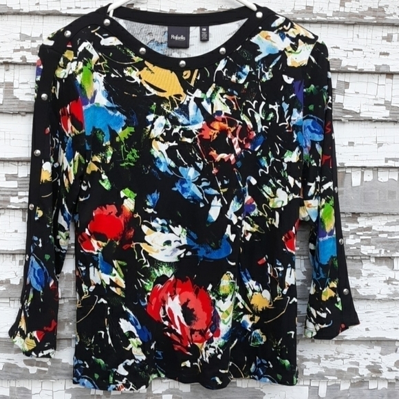 🌟 Rafaella floral top size petite medium - Picture 1 of 6